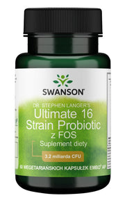 Swanson Dr. Stephen Langer's Ultimate 16 Strain Probiotic z FOS, 3,2 mln. KFV – 60 kapsulių