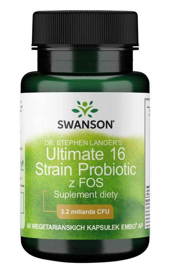 Swanson Dr. Stephen Langer's Ultimate 16 Strain Probiotic z FOS, 3,2 mln. KFV – 60 kapsulių