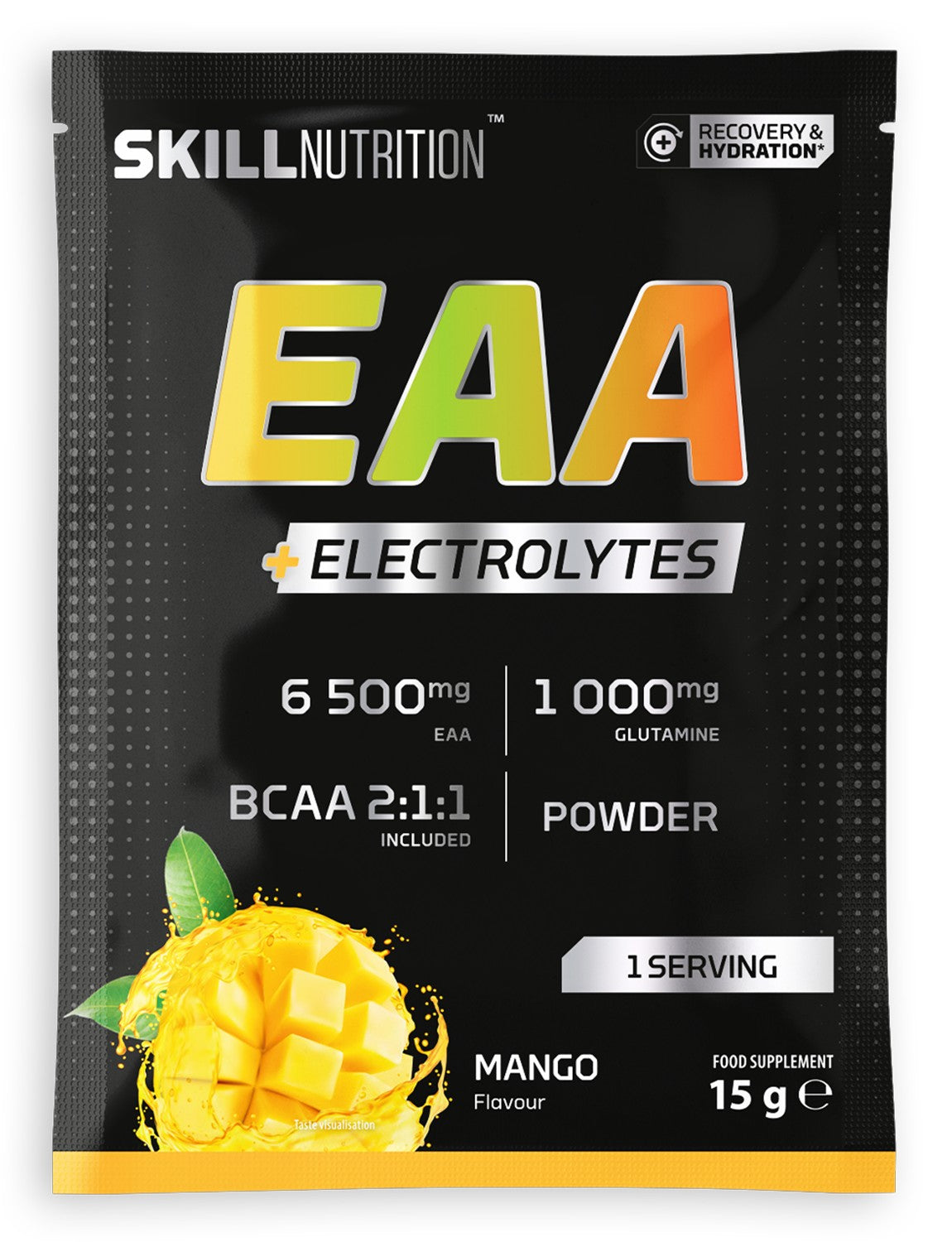 Skill Nutrition EAA + elektrolitai, mangas - 15 g (1 porcija)