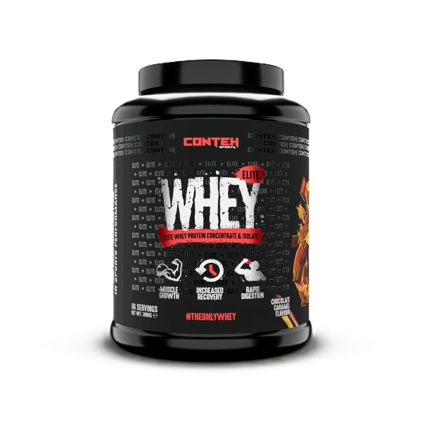 Conteh Sports Whey Elite, šokolado ir karamelės skonio – 1980 g