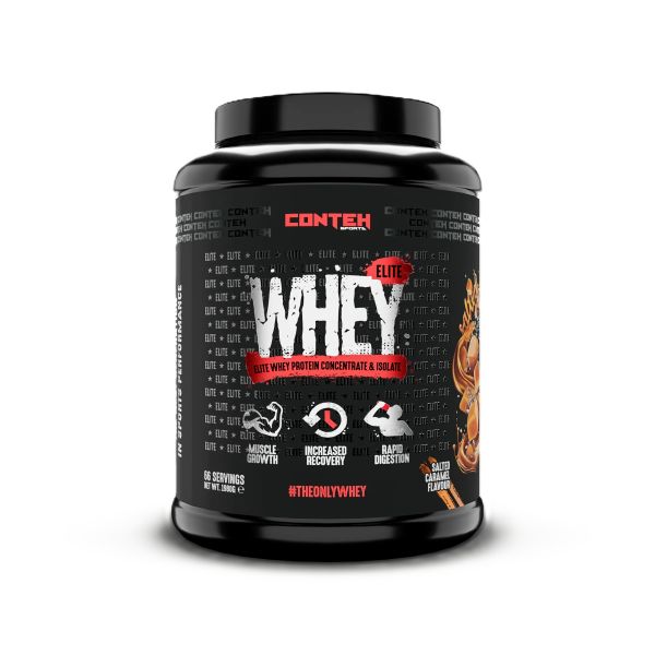 Conteh Sports Whey Elite, sūdytos karamelės skonio – 1980 g