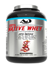 Addict Sport Nutrition 100 % natyvūs išrūgų baltymai be laktozės, braškių skonio – 2000 g