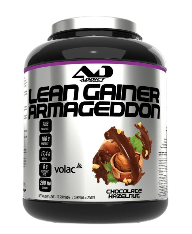 Addict Sport Nutrition Lean Gainer Armageddon, šokolado ir lazdyno riešutų skonio – 2000 g