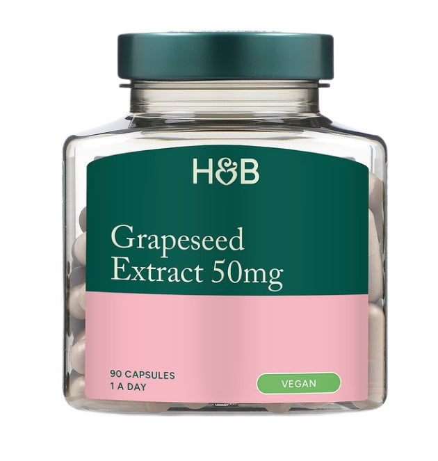 Holland & Barrett vynuogių kauliukų ekstraktas, 50 mg – 90 kapsulių
