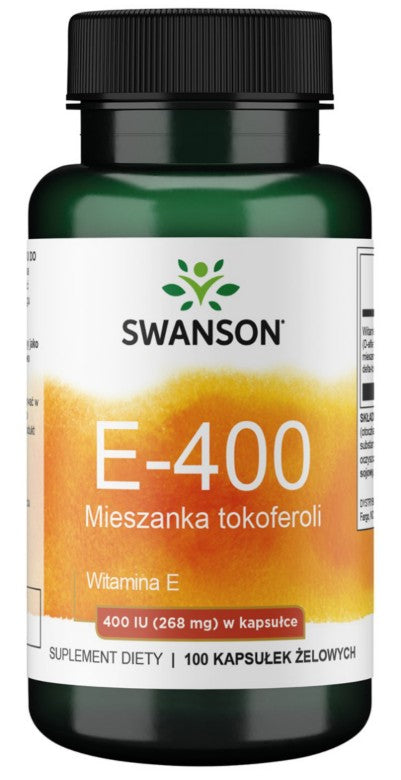 Swanson Witamina E - 400 Mieszanka Tokoferoli, 400 TV – 100 gelių