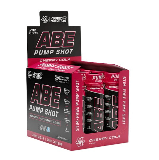 Applied Nutrition ABE Pump Shot, vyšnių ir kolos skonio gėrimas – 12 x 100 ml.