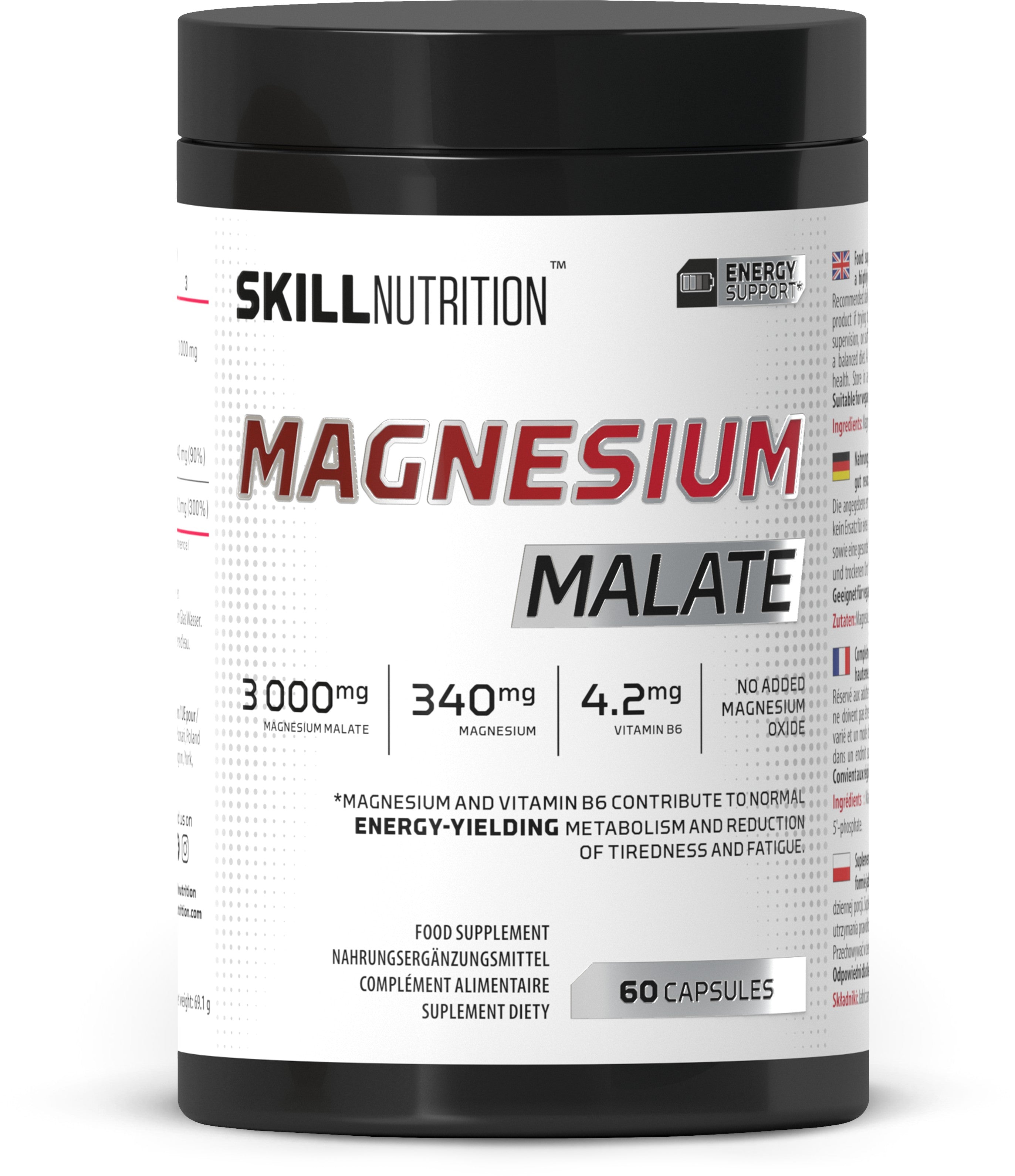 Skill Nutrition magnio malatas - 60 kapsulių
