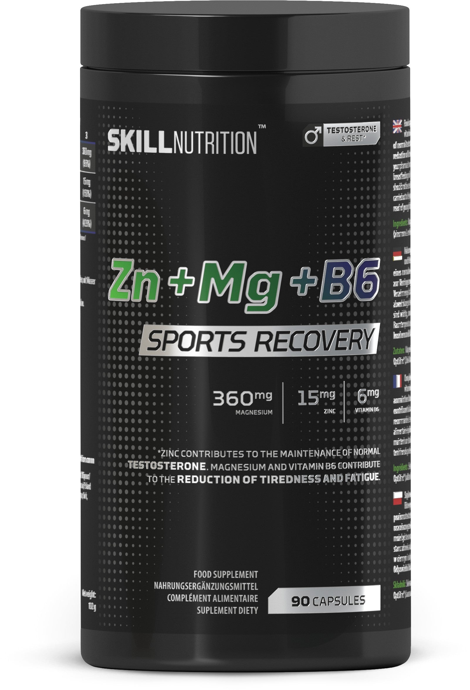 Skill Nutrition Zn + Mg + B6, sportui atsigauti - 90 kapsulių