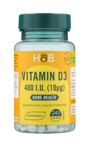 Holland & Barrett vitaminas D3, 10 mcg – 240 tablečių