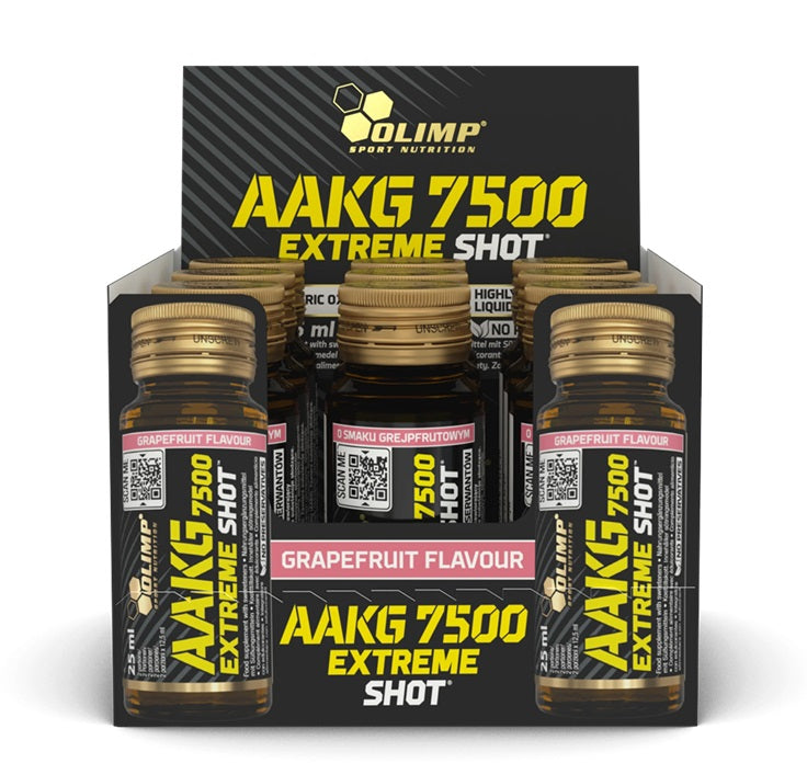 Olimp Nutrition AAKG 7500 Extreme Shot, greipfrutų skonio - 9 x 25 ml.