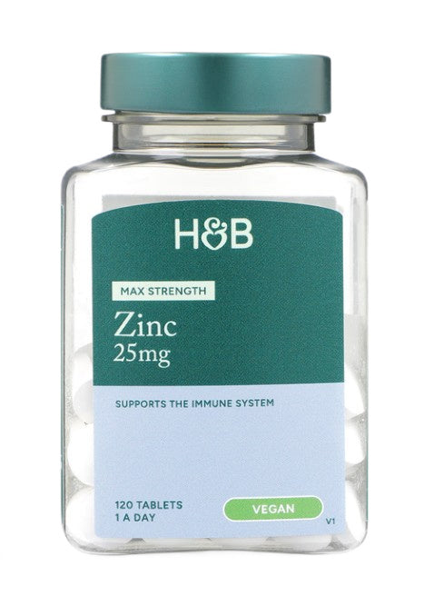 Holland & Barrett maksimalaus stiprumo cinko tabletės, 25 mg – 120 tablečių