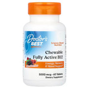 Doctor's Best kramtomosios tabletės su aktyvaus vitamino B12 mišriomis uogomis – 60 tablečių