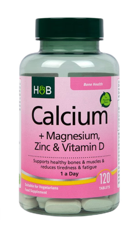 Holland & Barrett kalcio + magnio, cinko ir vitamino D tablečių rinkinys – 120 tablečių
