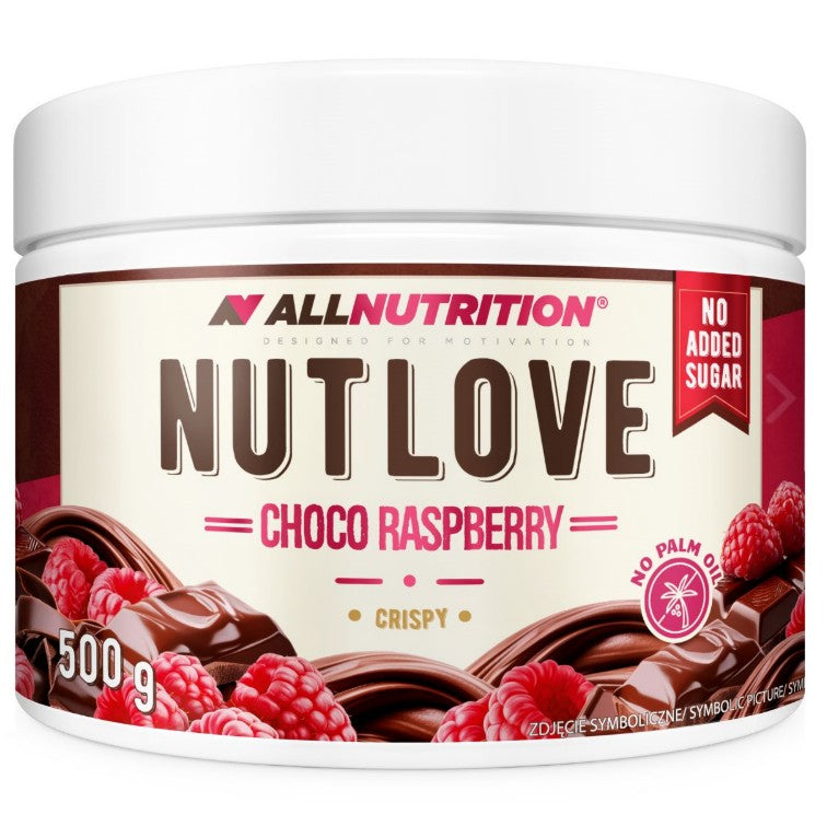 Allnutrition Nutlove, traškūs šokoladiniai ir aviečių skonio traškučiai – 500 g