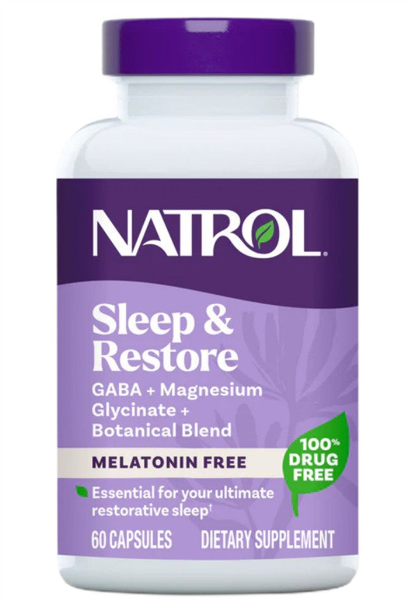 Natrol Sleep & Restore be melatonino – 60 kapsulių