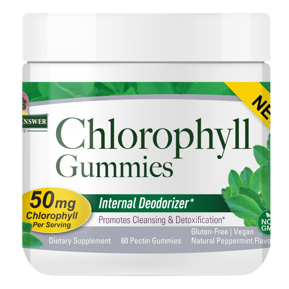 Nature's Answer chlorofilo guminukai, 50 mg (natūrali pipirmėtė) – 60 pektino guminukų