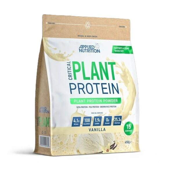 Applied Nutrition kritinių augalų baltymų milteliai, vanilės skonio - 450 g