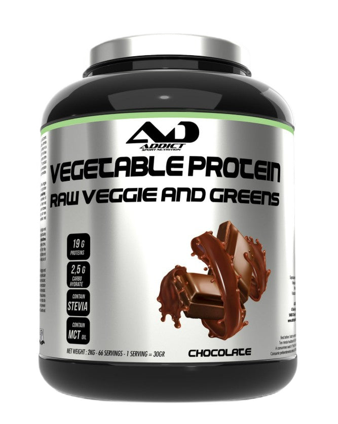 Addict Sport Nutrition daržovių baltymų milteliai, žalios daržovės ir žalumynai, šokoladas - 2000 g