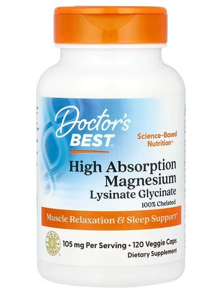 Doctor's Best aukštos absorbcijos magnis, 105 mg – 120 kapsulių