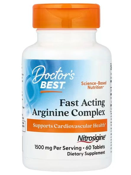 Doctor's Best greitai veikiantis arginino kompleksas su nitroziginu, 750 mg – 60 tablečių