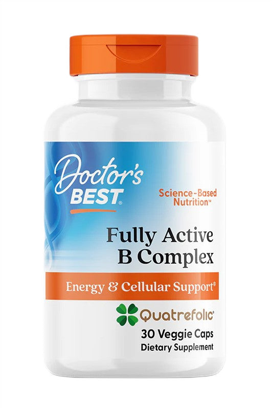 Doctor's Best pilnai aktyvus B kompleksas su Quatrefolic – 30 kapsulių