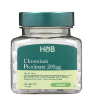Holland & Barrett chromo pikolinatas, 200 mcg – 180 tablečių