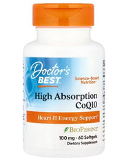 Doctor's Best didelės absorbcijos kofermentas Q10 su BioPerine, 100 mg – 60 kapsulių