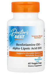 Doctor's Best benfotiaminas 150 + alfa - lipoinė rūgštis 300 – 60 kapsulių