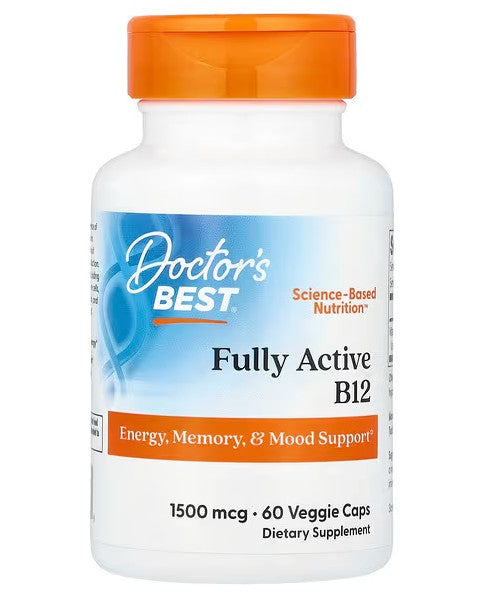 Doctor's Best pilnai aktyvus vitaminas B12, 1500 mcg – 60 kapsulių