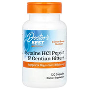 Doctor's Best betaino HCl, pepsino ir gencijonų kartūs produktai – 120 kapsulių