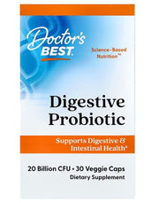 Doctor's Best Geriausias Doctor's Best virškinimo probiotikas, 20 milijardų KFV – 30 kapsulių