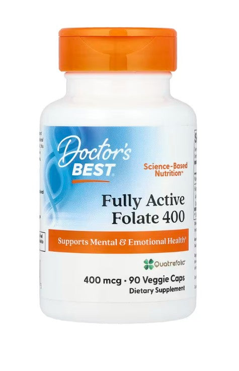 Doctor's Best pilnai aktyvus folatas 400 su Quatrefolic, 400 mcg – 90 kapsulių