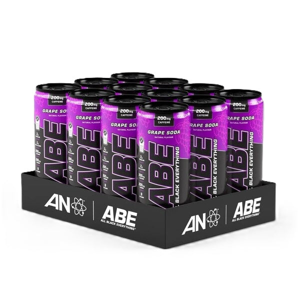 Applied Nutrition ABE Energy + Performance skardinės, vynuogių gazuoti gėrimai – 12 x 330 ml.