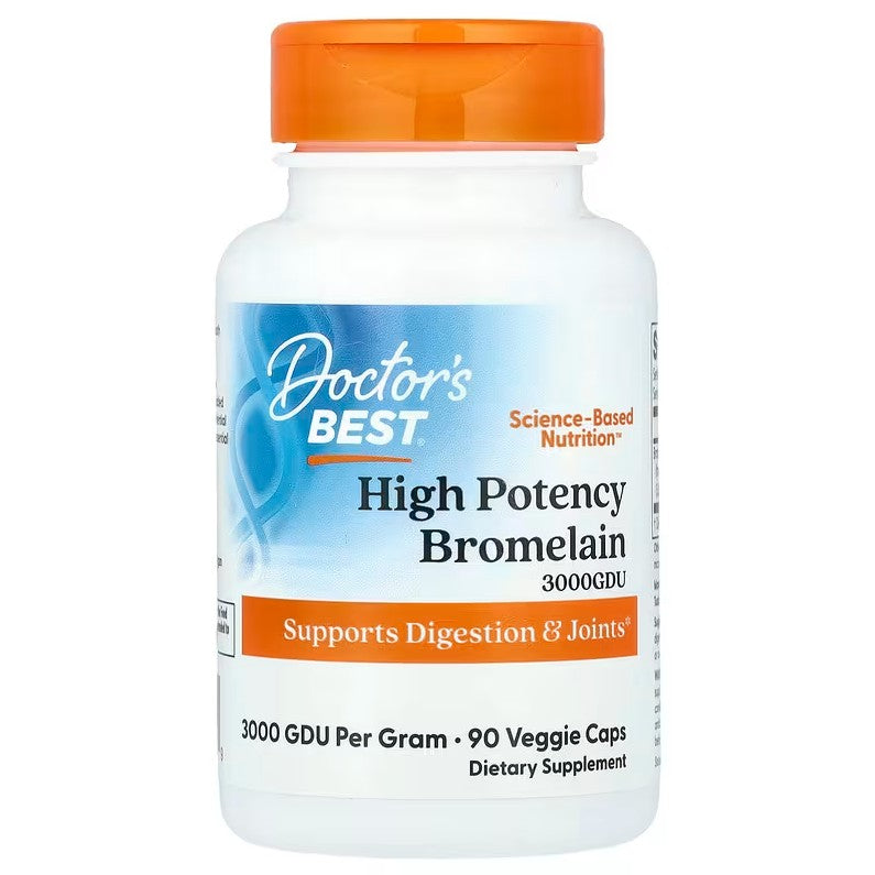 Doctor's Best didelės koncentracijos bromelainas, 3000 GDU – 90 kapsulių