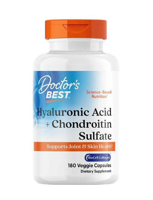 Doctor's Best hialurono rūgštis + chondroitino sulfatas su BioCell kolagenu – 180 kapsulių