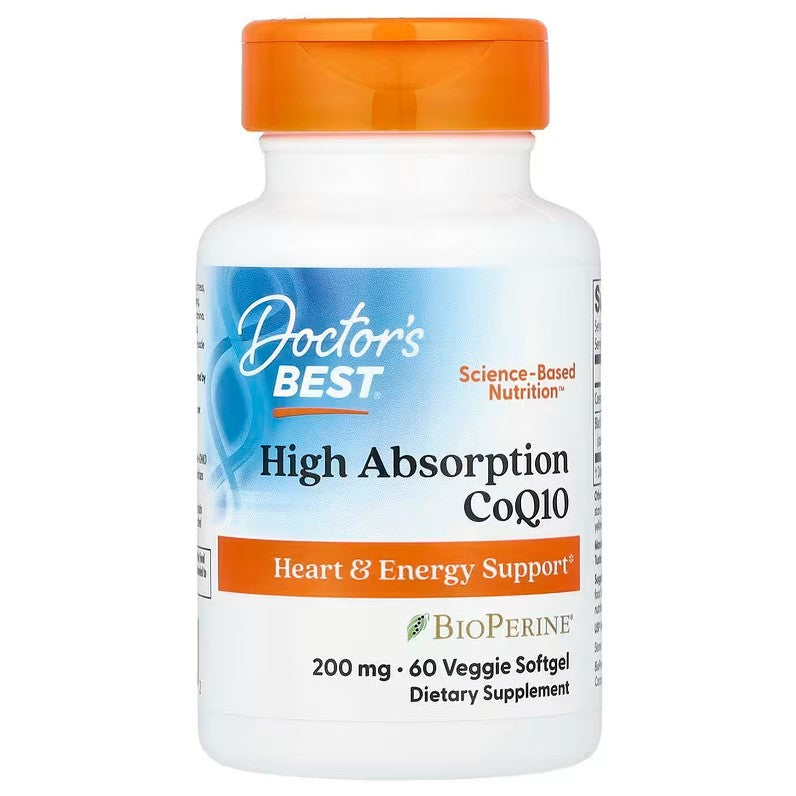 Doctor's Best didelės absorbcijos kofermentas Q10 su BioPerine, 200 mg – 60 vegetariškų kapsulių