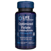 LIFE EXTENSION optimizuotas folatas 1700 mcg – 100 tablečių