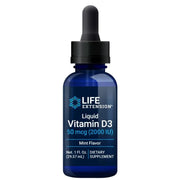 LIFE EXTENSION vitamino D3 2000 TV lašai su mėtomis – 29,57 ml