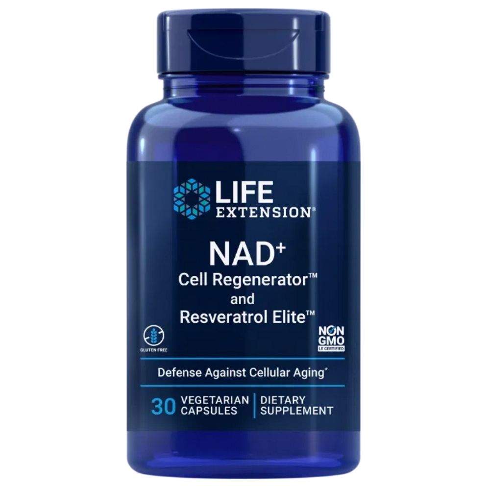 LIFE EXTENSION NAD+ Cell Regenerator™“ ir Resveratrol Elite™ 300 mg – 30 kapsulių