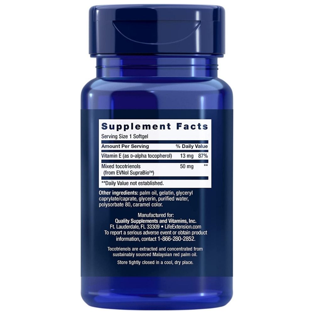 LIFE EXTENSION tokotrienoliai, vitaminas E - 60 kapsulių