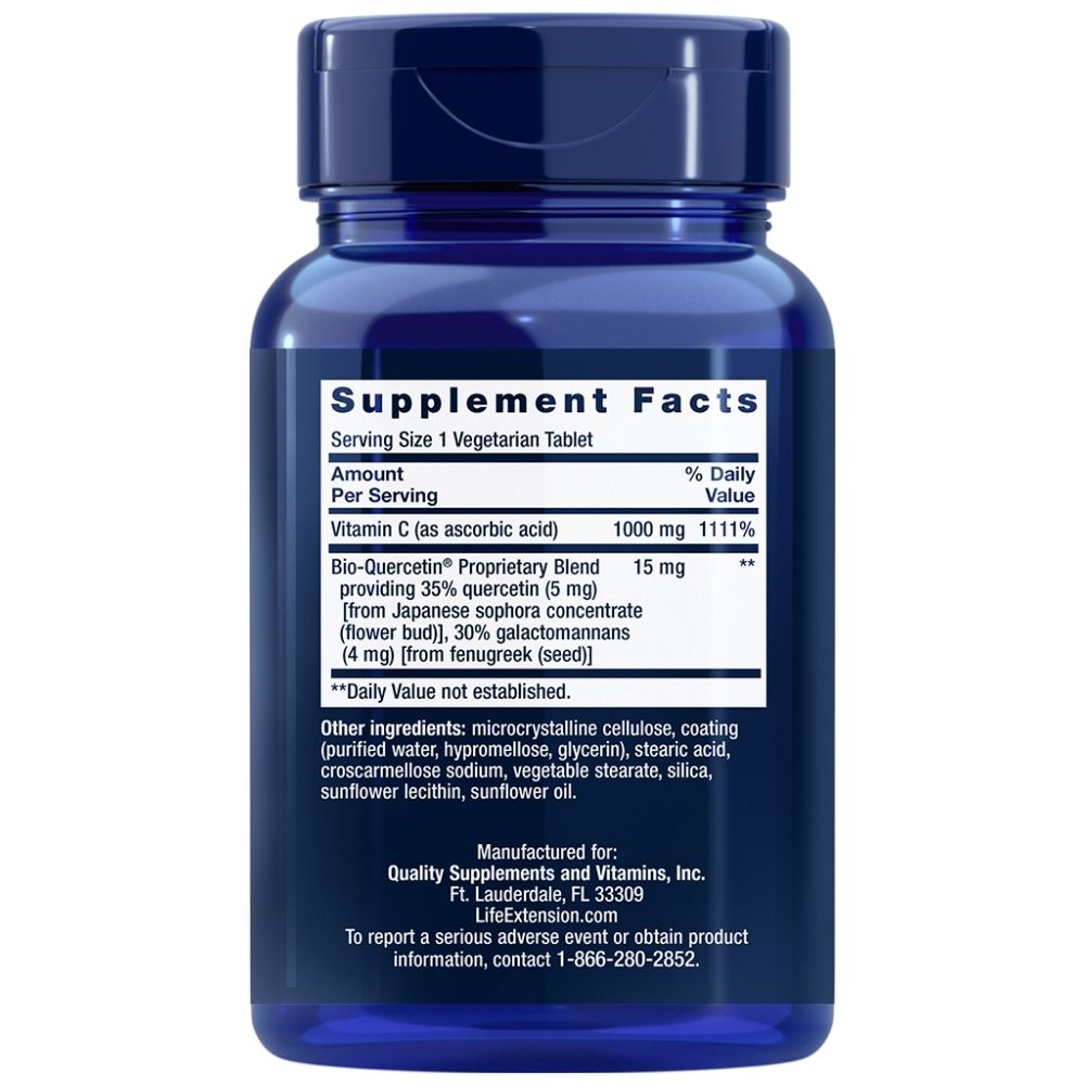 LIFE EXTENSION vitaminas C ir biokvercetino fitosoma - 60 tablečių