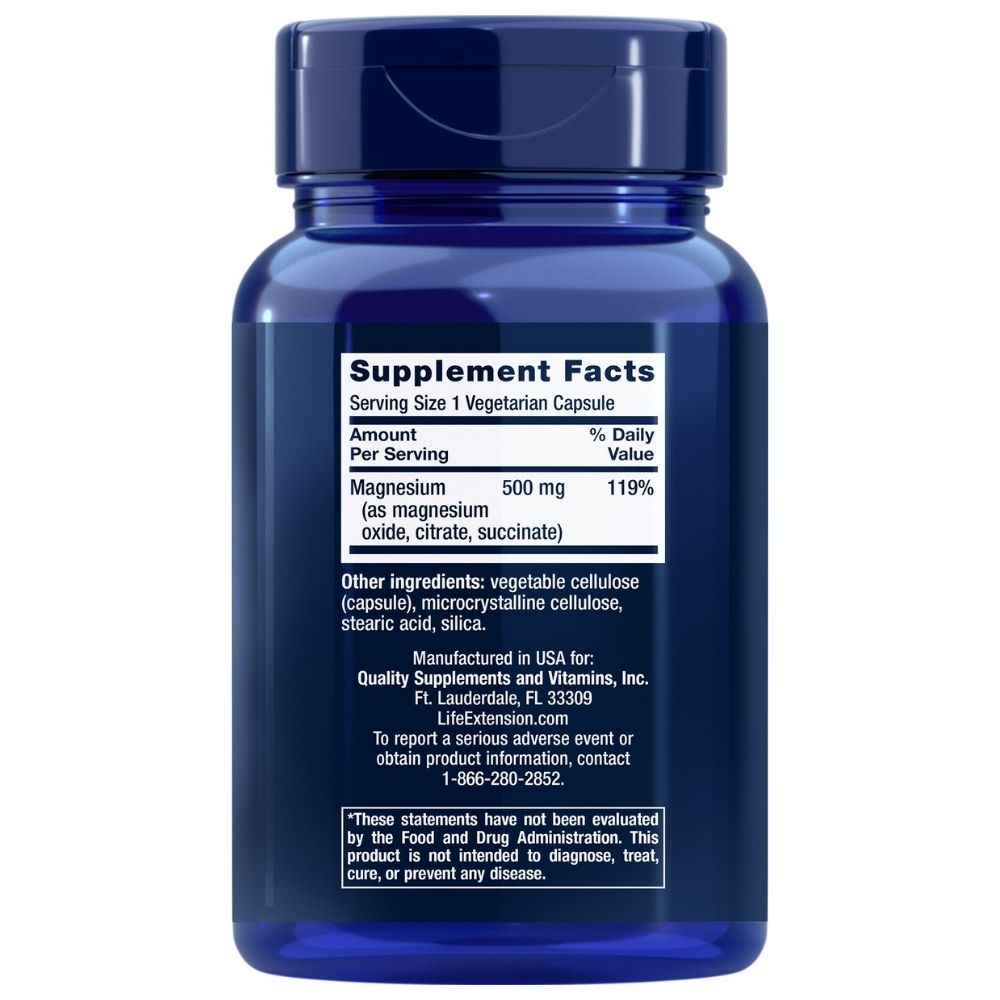 LIFE EXTENSION Magnesium Caps 500 mg – 100 kapsulių