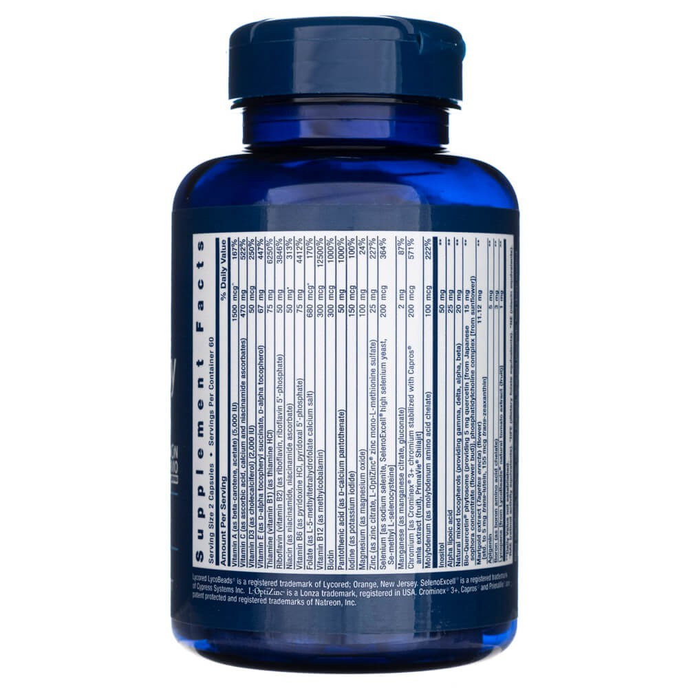 LIFE EXTENSION dvi kapsulės per dieną (multivitaminai) - 120 kapsulių