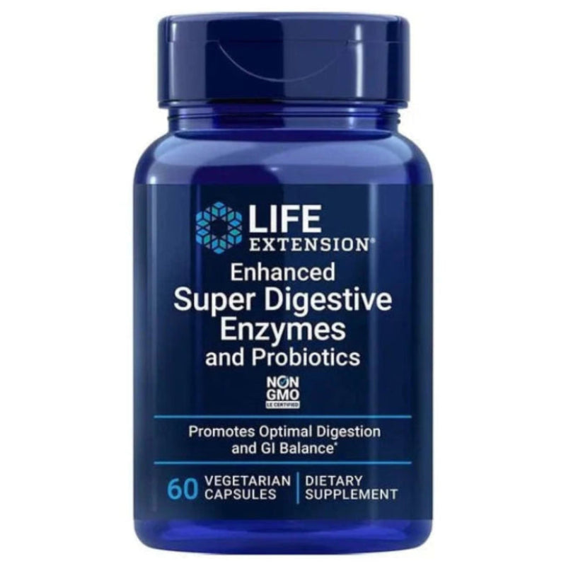 LIFE EXTENSION virškinimo fermentai su probiotikais – 60 kapsulių