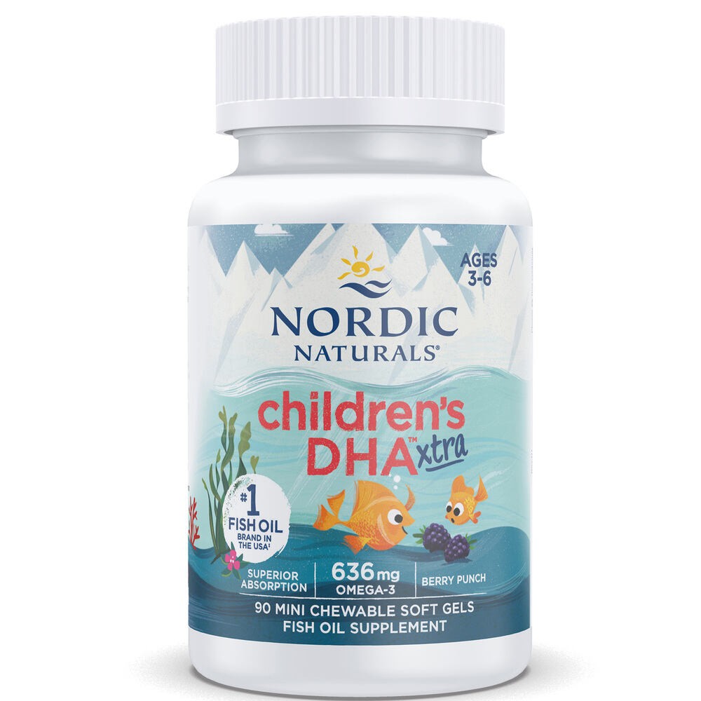 „Nordic Naturals“ vaikams skirtos DHA Xtra kapsulės 636 mg, uogų skonio – 90 minkštųjų kapsulių