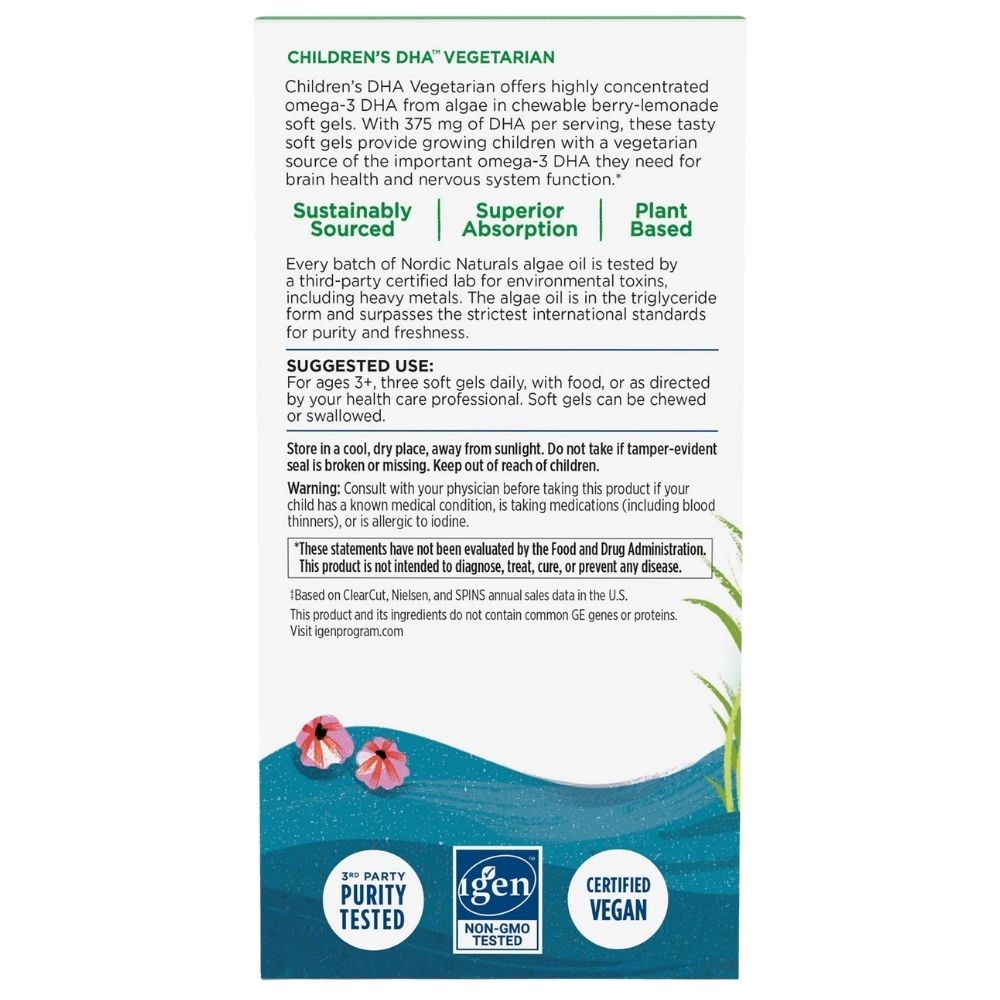 Nordic Naturals vaikams skirtas vegetariškas DHA – 120 mini kapsulių