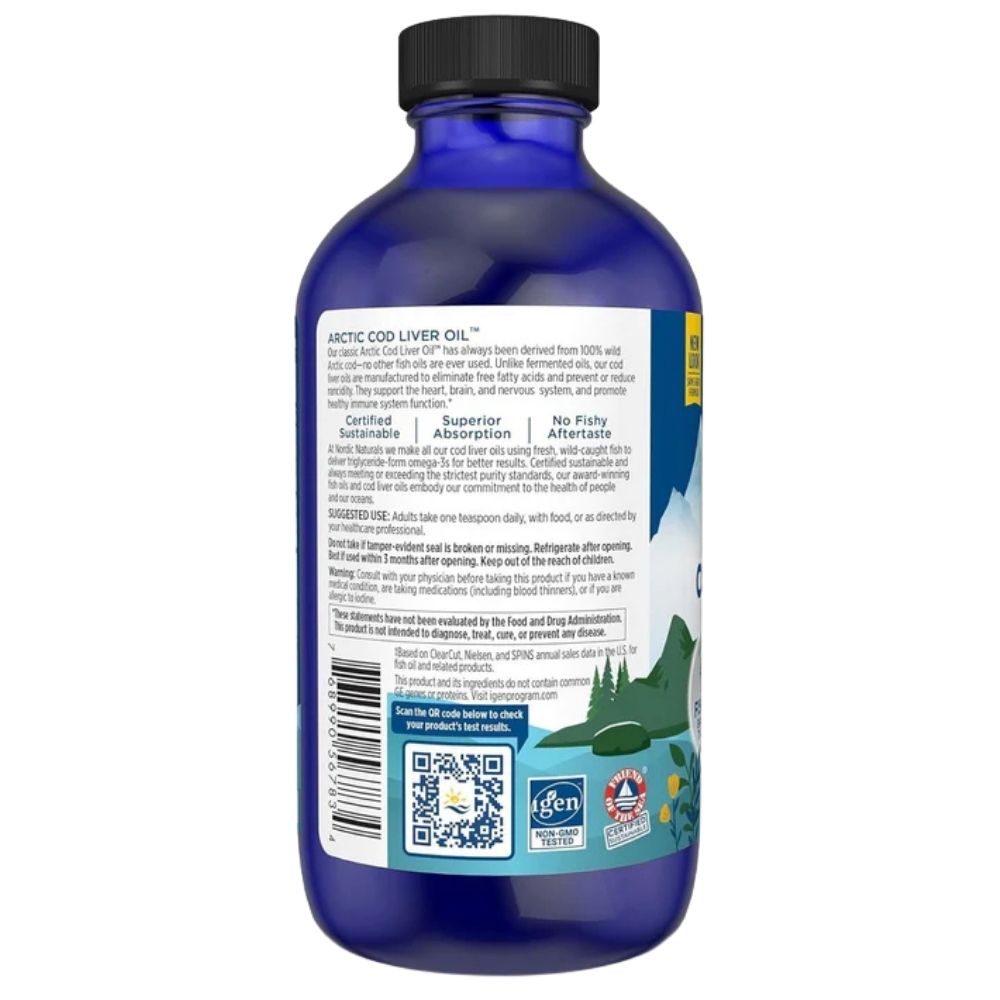 „Nordic Naturals“ arktinių menkių kepenų aliejus su braškių skoniu – 237 ml
