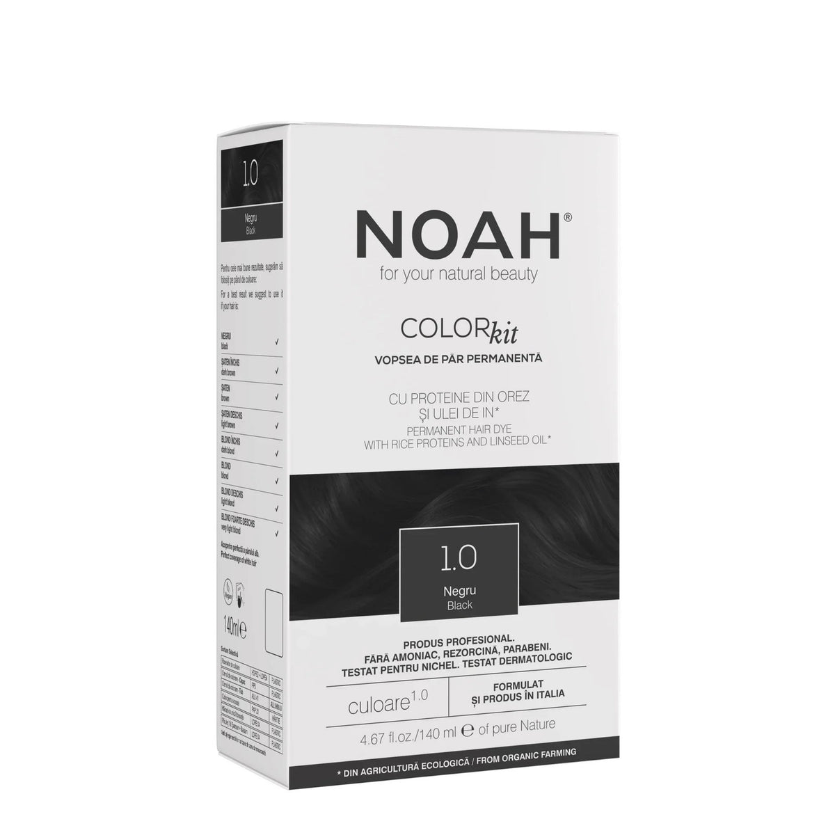 Noah, Ilgalaikiai plaukų dažai, Ilgalaikiai plaukų dažai, 1.0 Juoda, 140 ml
