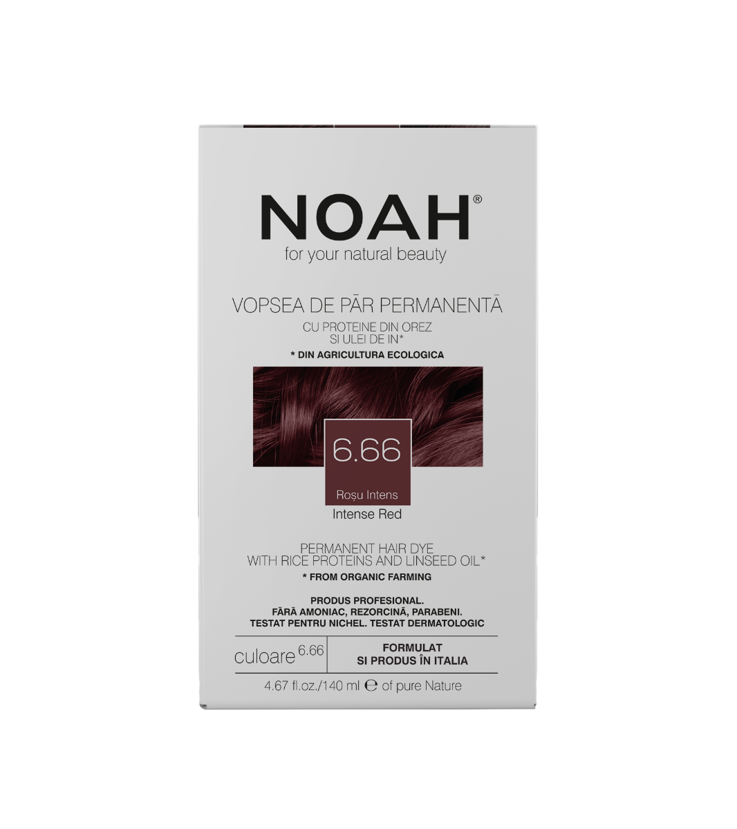 Noah, Ilgalaikiai plaukų dažai, Ilgalaikiai plaukų dažai, 6.66 Intensyvi raudona, 140 ml