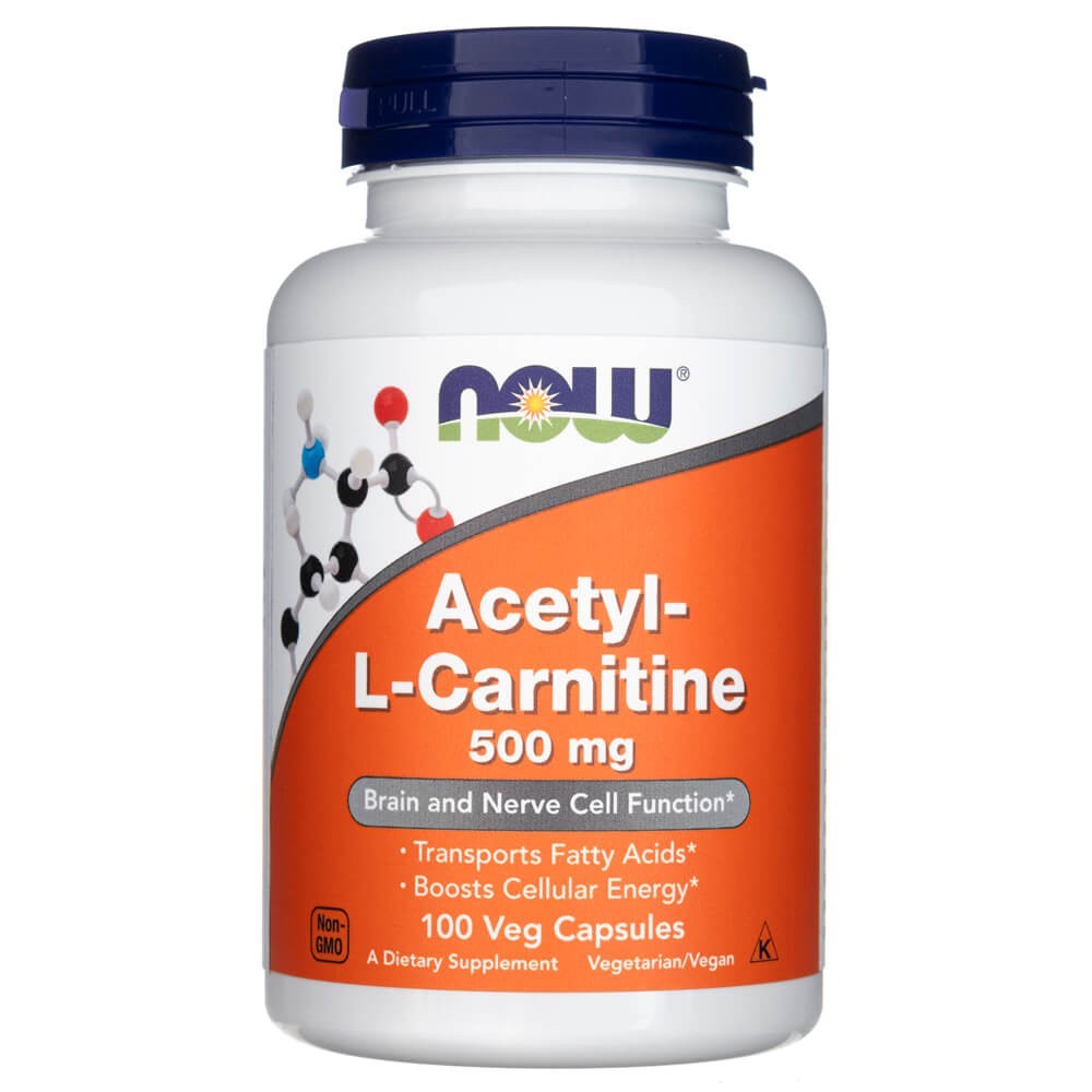 NOW FOODS acetil-L-karnitinas 500 mg – 100 kapsulių
